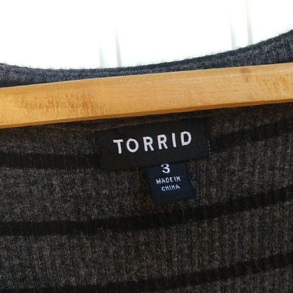 Torrid Striped Henley Ribbed Knit Dress Plus Size 3X Gray Black Soft Knit Womens - Picture 8 of 9